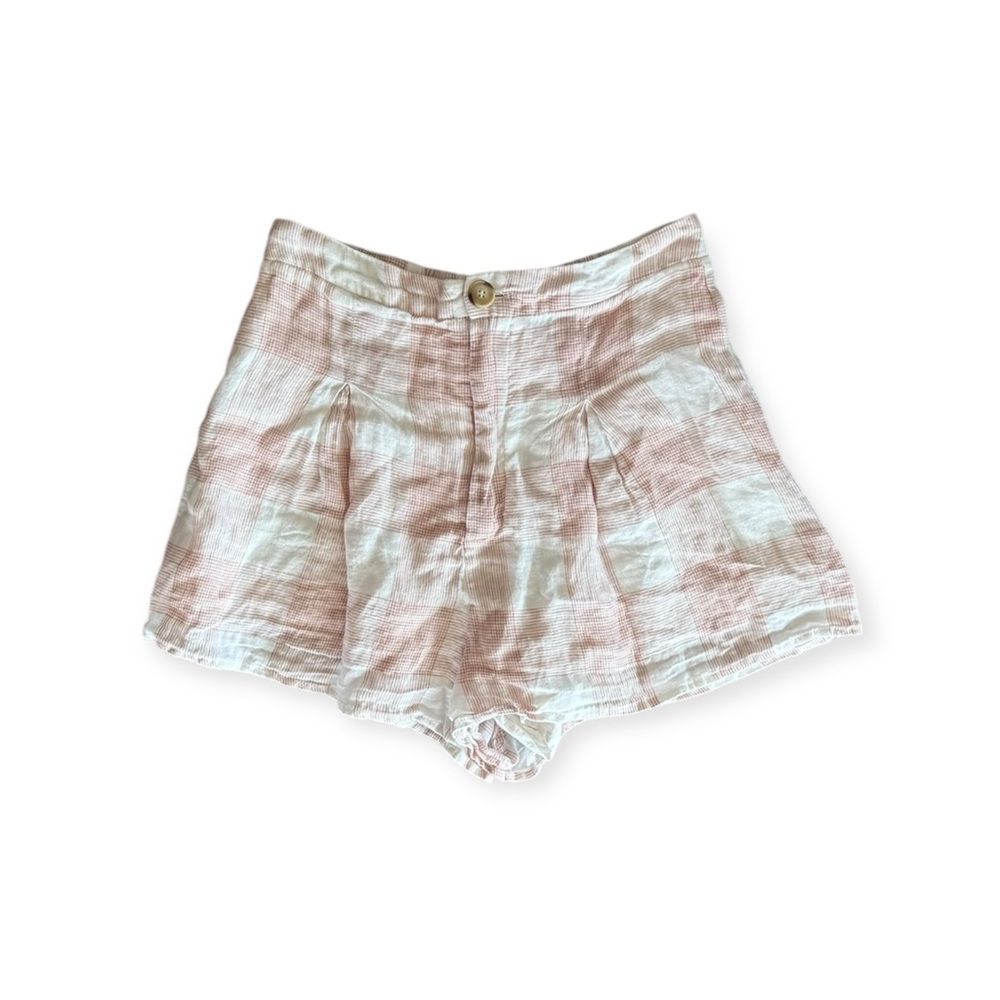 Heartloom linen blend pink white striped shorts casual medium summer